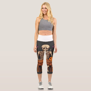 Skelett schlürft Halloween Cozy Capri Leggings