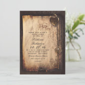 Skelett-Schlüssel-Herz-Schloss-Brautparty lädt ein Einladung (Stehend Vorderseite)