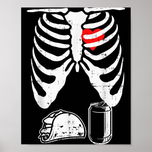 Skelett Schwangerschaft Taco Bier Röntgen Hallowee Poster (Vorne)