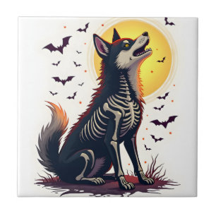 Skelett-Shiba-Schrei Fliese