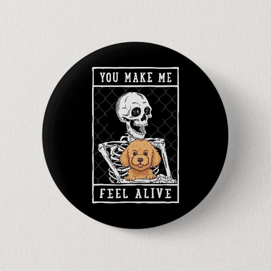 Skelett Sie fühlen Halloween Me Alive Button (Vorderseite)