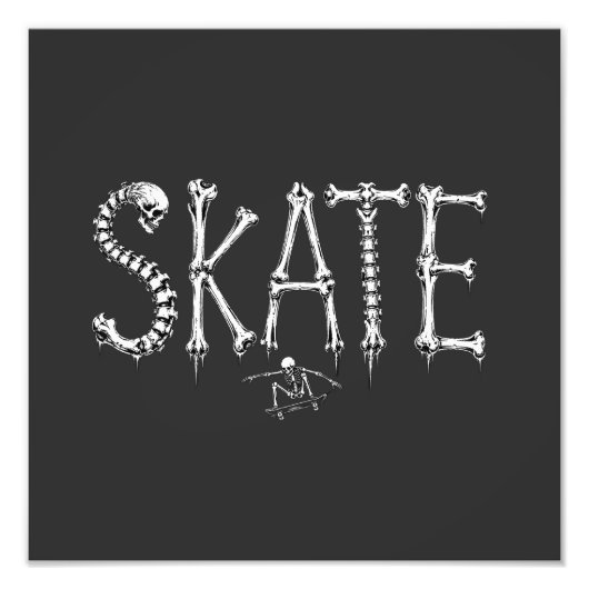 Skelett SKATE Horror Design Fotodruck (Vorne)