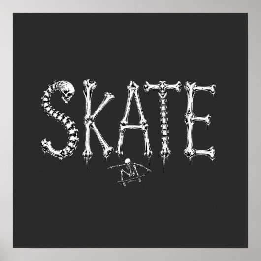 Skelett SKATE Horror Design Poster (Vorne)