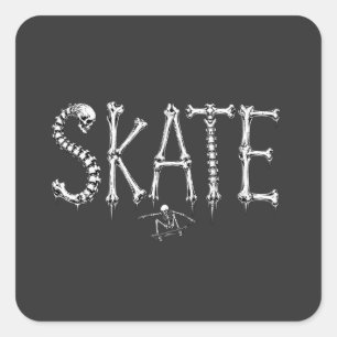 Skelett SKATE Horror Design Quadratischer Aufkleber