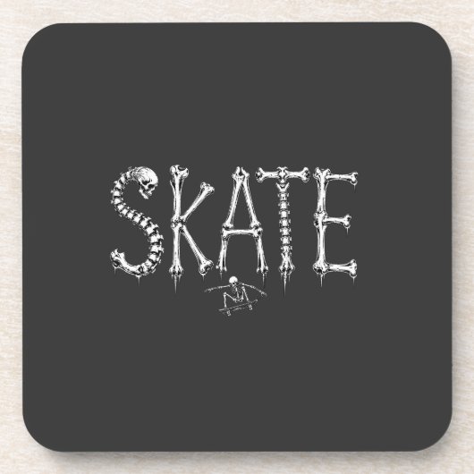 Skelett Skate Knochen Getränkeuntersetzer (Vorderseite)
