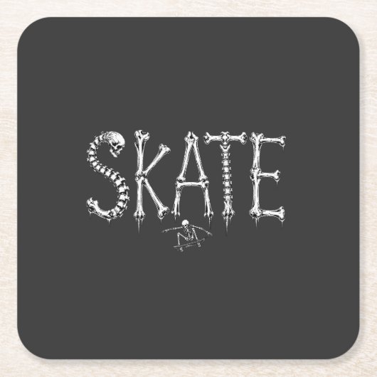Skelett Skate Knochen Rechteckiger Pappuntersetzer (Vorderseite)