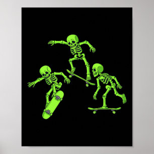 Skelett Skateboard Halloween Skater Jungen Kinder Poster