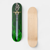Skelett-Skateboard mit verzaubertem Schwert Skateboard (Vorderseite)