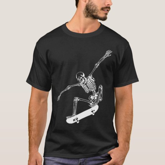 Skelett Skateboard Skull Halloween Skateboard T-Shirt (Vorderseite)