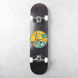 Skelett-Skateboard-Typ auf verlassener Insel mit H Aufkleber