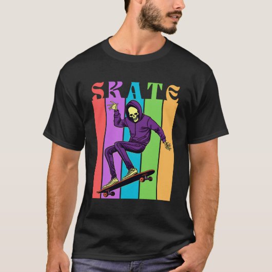 Skelett Skateboarder fährt Retro Vibe by King T-Shirt (Vorderseite)