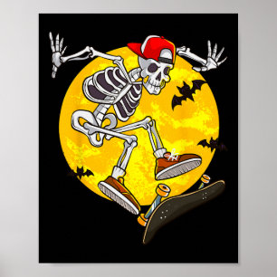 Skelett Skeleton Witziges Halloween Skate Poster