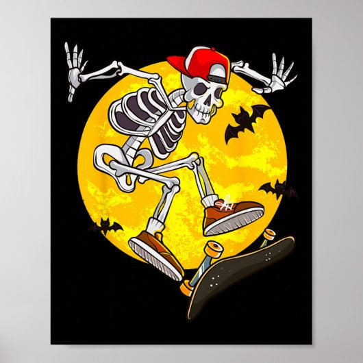 Skelett Skeleton Witziges Halloween Skate Poster (Vorne)