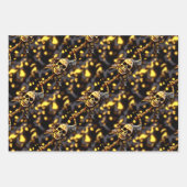 Skelett Skelett Gesicht schwarzen Goldpirat Thema Geschenkpapier Set (Vorderseite)