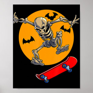 Skelett Skelett Männer Jungen Skater Skateboard Poster