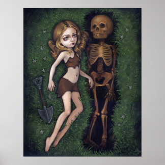 Skelett-Skelett Tiefbraun-Kunstdrucken Poster