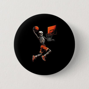 Skelett Sketll Spieler, der beim Halloween-Vintage Button