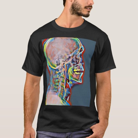 Skelett Skull Abstrakt Anatomie Original Kunst T-Shirt (Vorderseite)