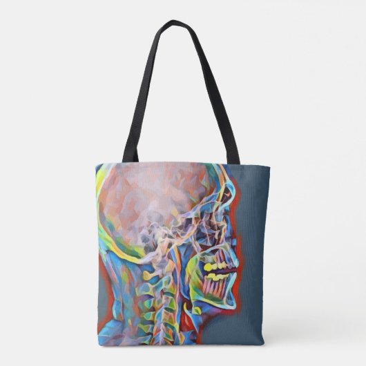 Skelett Skull Abstrakt Anatomie Original Kunst Tasche (Rückseite)