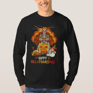 Skelett-Spiel Glückliches Hallothanksmas-Videospie T-Shirt