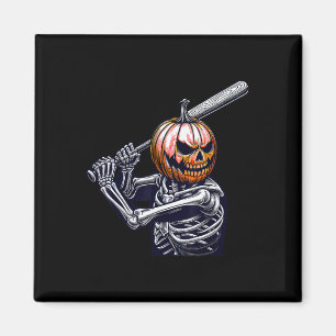 Skelett spielt Baseball Player Halloween Magnet