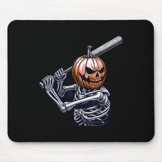 Skelett spielt Baseball Player Halloween Mousepad (Vorne)