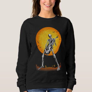 Skelett spielt E-Gitarre Männer Frauen Halloween Sweatshirt