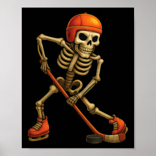 Skelett spielt Eishockeyspieler Halloween-Kostüm Poster