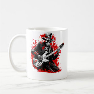 Skelett spielt Gitarrensolo - Halloween Rockmusik Kaffeetasse
