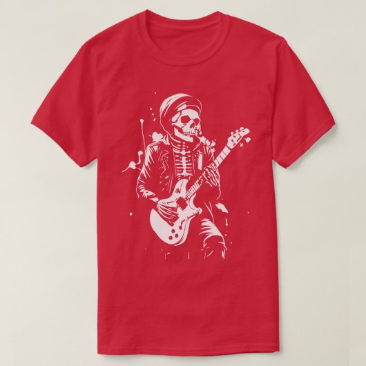 Skelett spielt Rock T-Shirt (Design vorne)