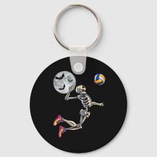 Skelett spielt Volleyball Frohen Halloween-Tag Bo Schlüsselanhänger