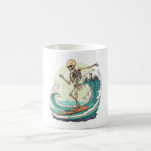 Skelett surfen in den Wellen Kaffeetasse