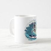Skelett surfen in den Wellen Kaffeetasse (Vorderseite Links)