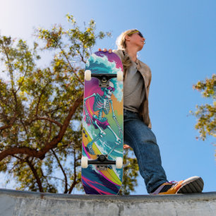 Skelett Surfen Neon Bunt Sommer Skateboard