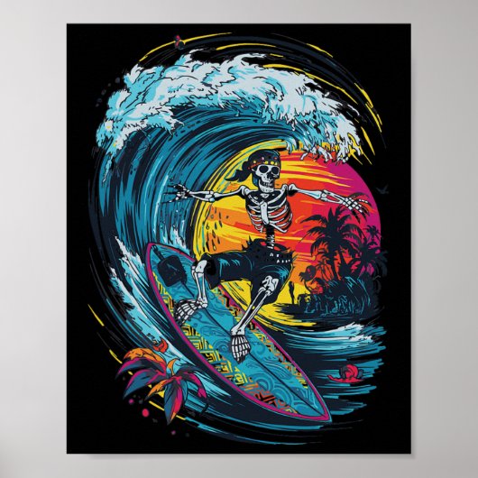 Skelett-Surfen Poster (Vorne)