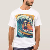 Skelett surfen: Wave Rider Vibes T-Shirt (Vorderseite)