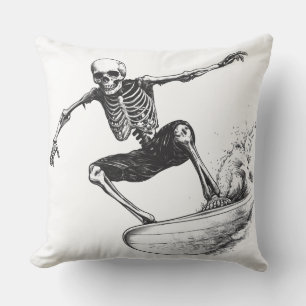 💀 Skelett Surfer: Minimalistischer 🏄 ‍ Kissen