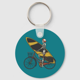 Skelett-Surfer mit Surfbrett Schlüsselanhänger