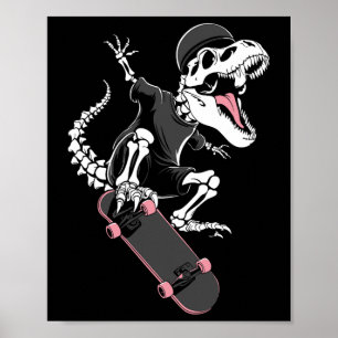 Skelett T-Rex Skateboarder - Vintage Dinosaur Ska Poster