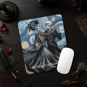 Skelett-Tanz Nachthimmel Van Gogh Stil Decoupage Mousepad