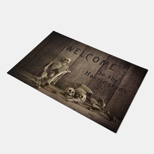 Skelett-Texttürmatte Fußmatte (Schrägansicht)