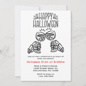Skelett Toastet Wein Einfacher Spaß Halloween Einladung (Vorderseite)
