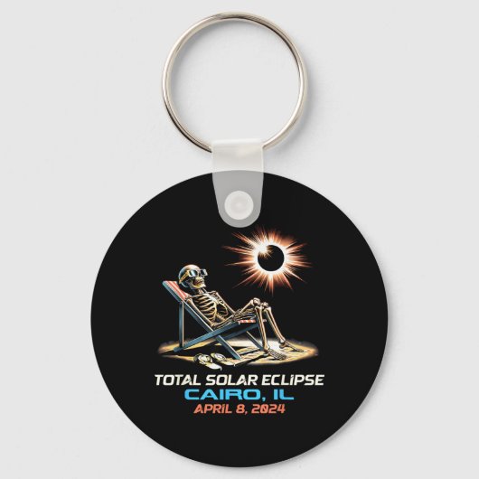 Skelett Total Solar Eclipse Cairo Illinois Schlüsselanhänger (Vorderseite)