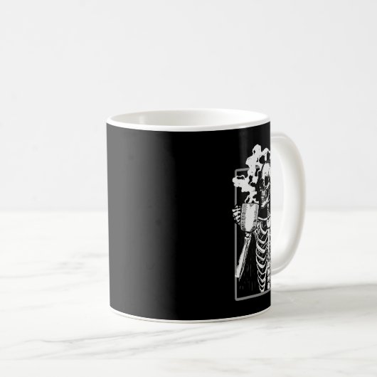 Skelett trinken Kaffee Funny Skull Men Damen Hal Kaffeetasse (VorderseiteRechts)