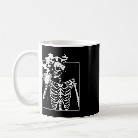 Skelett trinken Kaffee Funny Skull Men Damen Hal Kaffeetasse (Links)