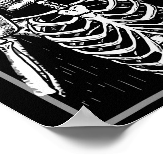 Skelett trinken Kaffee Funny Skull Men Damen Hal Poster (Ecke)