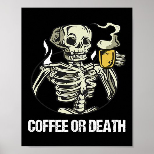 Skelett trinken Kaffee Vintag Männer Halloween Cos Poster (Vorne)