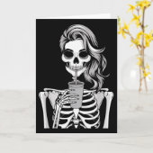 Skelett Trinkt Getränk Monochrome Gothic Hallo Karte (Gelbe Blume)