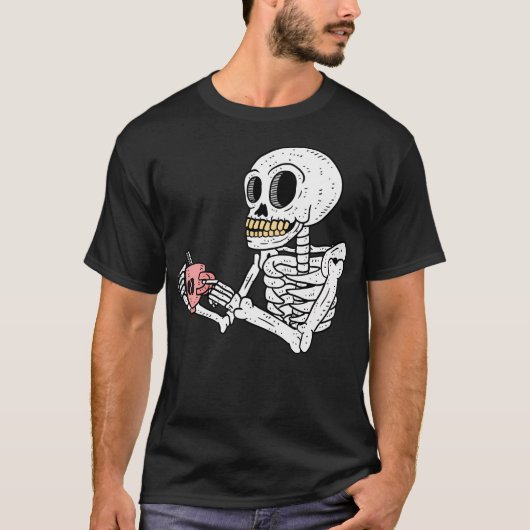 Skelett trinkt Kaffee. T-Shirt (Vorderseite)