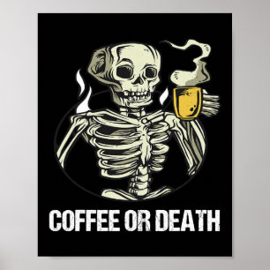 Skelett trinkt Kaffee Vintage Männer Halloween-Kos Poster